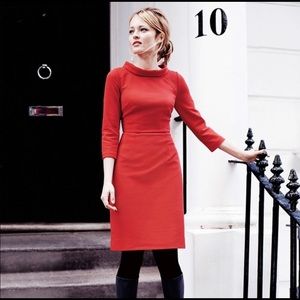 Boden Zoe Dress in Pepper Red, Mock Neck, size 4